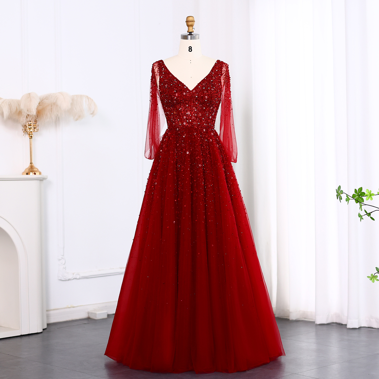 green emerald velvet dress Wine Red Maxi Velvet Gold Lace Applique Formal Party Gown main image 1