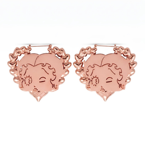 Orecchini a Cerchio UWIN Hip Hop Betty Boop a Forma di Cuore in Stile Bambù, Placcati in Oro 18K PVD, Orecchini con Personaggi dei Cartoni Animati Y2K - Product Image 3