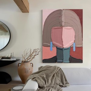Peinture à l'huile abstraite de fille, peinte à la main, texture 3D, art mural moderne pour entrée, sans cadre, portrait figuratif - Product Image 4