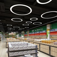 Lustre Circulaire à LED 96W Suspendu, Hauteur Réglable 400-1000mm, pour Bureau, Salle de Conférence, Bar et Centre Commercial