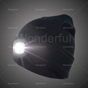 USB Wiederaufladbare LED Stirnlampen-Mütze, Unisex, 100 % Baumwolle, Warme Strickmütze für Herren & Damen für Weihnachten & Aktionen - Product Image 1