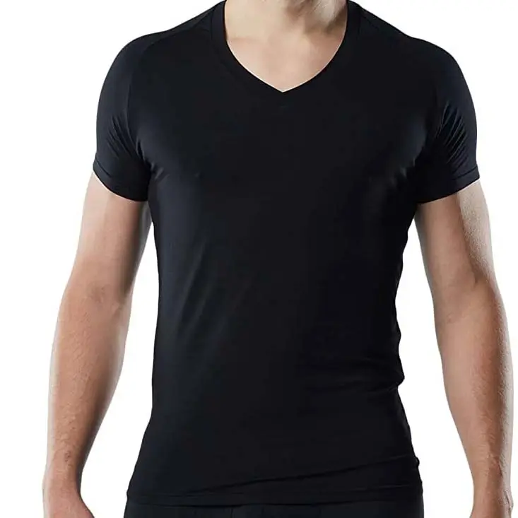 Custom Printed Made Traditional Cut V Neck short sleeve blank Undershirt in Bamboo Viscose Top Tees tshirt