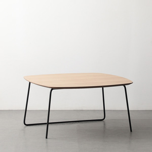 Mesa de té de café cuadrada plegable de estilo moderno de arte del hierro Base de metal con tapa de madera para muebles de comedor y sala de estar en venta - Product Image 2