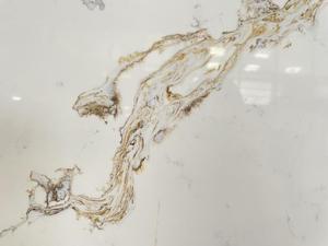 แผ่นควอตซ์ลายหินอ่อนสีทอง Royal Gold Calacatta Gold สำหรับโรงแรม แผ่นใหญ่ ทันสมัย ใช้สำหรับเคาน์เตอร์ครัว หนา 18/20/30 มม. รับประกัน 5 ปีขึ้นไป - Product Image 6
