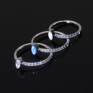 Anneau de nez en acier inoxydable avec opale et zircon incrusté, serti à griffes, bijou de piercing corporel, cadeau, bijoux de mode - Product Image 3