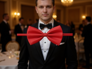 Papillon Monofilo Rosso Brillante Pre-annodato in Poliestere per Abbigliamento Formale - Product Image 2