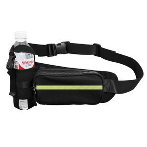 Sports Water Bottle Waist <b>Bag</b> 13 Inches Adjustable Hip Outdoor Sports Unisex Black Waterproof Interior Zipper Pocket - Product Image 5