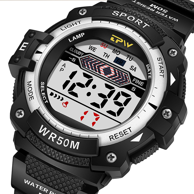 Digital Movement Sports LCD Wrist Watch 3ATM Water Proof Digital Wristwatch