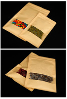 Bolsa de Papel Kraft Marrón con Cierre Ziplock Personalizada de Fábrica, con Sellado de Tres Lados y Ventana Transparente para Envasado de Frutos Secos y Nueces