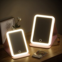 Lampe de table de bureau pliable à écran tactile LED 3 couleurs personnalisée avec logo, rechargeable par USB, carrée, simple face
