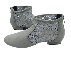 Stivali da Ballo in Pizzo Grigio per Donne, alla Moda per Jazz e Salsa, Tacco Piatto, Suola Morbida in Camoscio per <span class=keywords><strong>Ballerine</strong></span> - Product Image 1