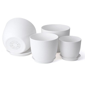 Vaso per Fiori in Plastica con Foro di Drenaggio, Sottovaso Durevole, Leggero, Ecologico, Colore Personalizzabile, Moderno per <span class=keywords><strong>Piante</strong></span> <span class=keywords><strong>da</strong></span> Interno - Product Image 4
