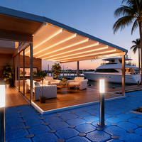 Auvent rétractable en aluminium avec revêtement PVC, télécommande, protection solaire extérieure et protection contre la pluie, imperméable pour villa, terrasse et patio