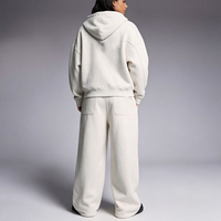 Ensemble de survêtement décontracté d'hiver pour homme, imprimé sur mesure, en tissu épais, 2 pièces, comprenant un sweat à capuche zippé oversize et un pantalon de survêtement à jambes larges, style streetwear