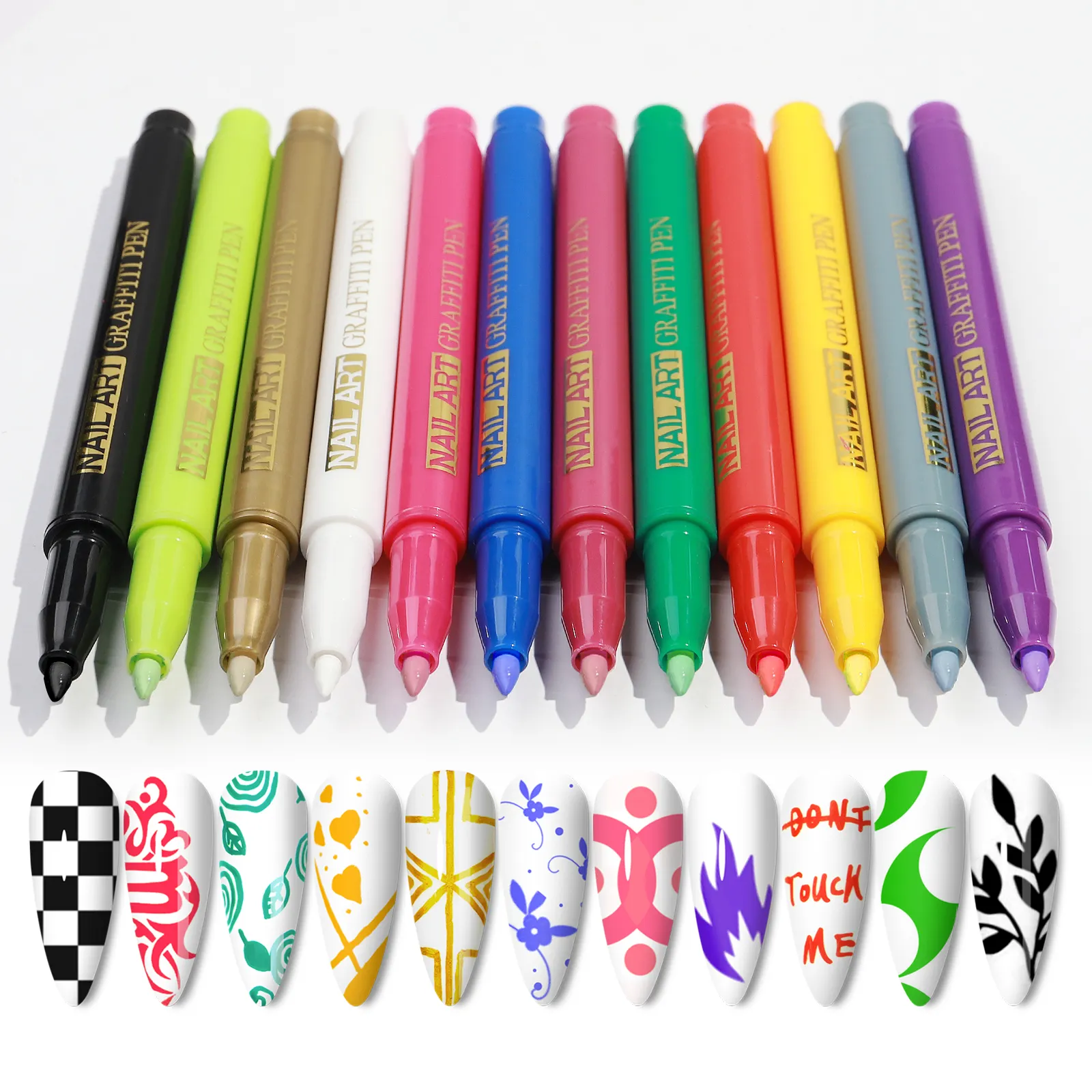 Bolígrafo de diseño de Gel acrílico para manicura, tubo de pintura 3D, 12 colores, puntas postizas, bolígrafo de dibujo