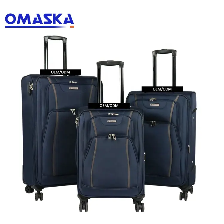OMASKA travel bags factory 3PCS set 20"24"28" soft nylon wholesale custom travel luggage set suitcase