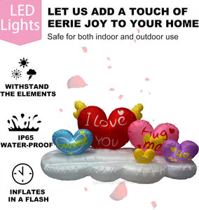 6FT Cloud Love <b>Heart</b> Inflatables with 'I LOVE YOU/<b>SWEET</b>/HUG ME' Prints & Wings Romantic LED Decor for Wedding Proposal Party - Product Image 5
