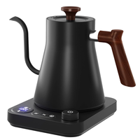 Bouilloire électrique 1L avec contrôle de la température, fonction de mémoire, poignée en érable, pour café, thé, verser sur de l'eau chaude à ébullition rapide