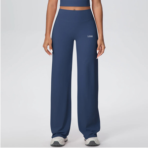 Fabricación de Ropa Deportiva Femenina Personalizada, Pantalones Anchos de Cintura Alta para Gimnasio, Leggings Deportivos Transpirables y Elásticos sin Costuras Delanteras - Product Image 2