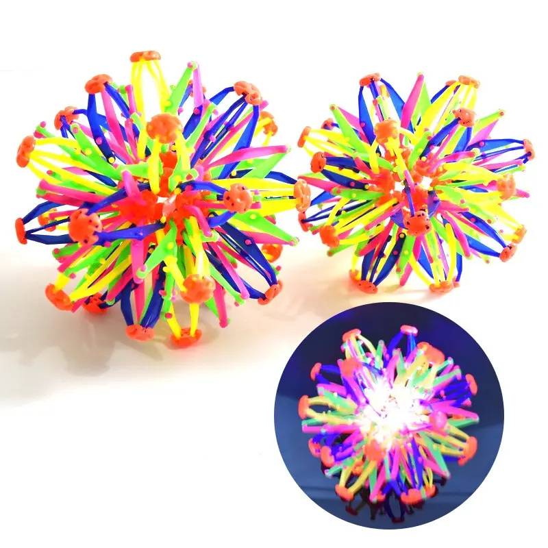 New Design Hand Catch Breathing Flower Balls Kids Intelligent Toys Stress Relief Expandable Ball With LED Light