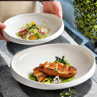 Assiette de bord de nid en céramique blanche de Style nordique Restaurant commercial utilisation assiette jetable plat Europe Style de conception pour servir des aliments