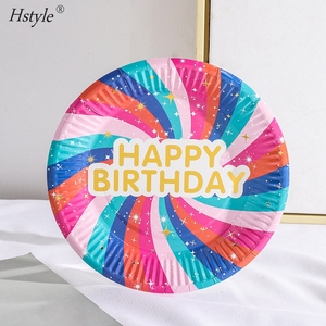 Gold <span class=keywords><strong>Happy</strong></span> <span class=keywords><strong>Birthday</strong></span> <span class=keywords><strong>to</strong></span> <span class=keywords><strong>You</strong></span> piatti per feste in carta da stampa per lettere, piatti da Dessert in carta colorata metallizzata <span class=keywords><strong>a</strong></span> pois da 7 pollici PP004 - Product Image 6