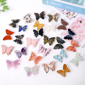 女の子のギフトのための卸売天然クリスタル蝶ヘアピンクリスタル工芸品蝶ヘアピン - Product Image 1