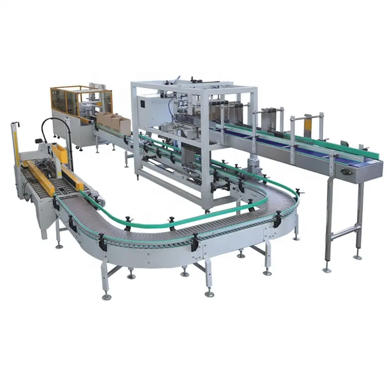 Cans tins cartoning packing line machine drop bottle carton packer machine