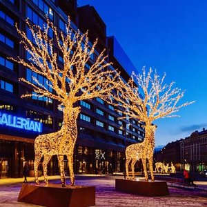 Christmas Reindeer <b>Lights</b> Outdoor 3D LED <b>String</b> <b>Light</b> Sculpture Standing Deer Decoration for Park Mall and Holiday Display - Product Image 1