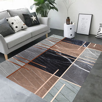 Hapton Geometrisches Streifenmuster 10mm Mittellanger Flor Wasserdichter Schalldämpfender Langlebiger Hochwertiger Teppich für Zuhause und Reisen
