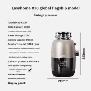 Triturador de Basura Eléctrico Automático para Cocina X30, Triturador de Residuos Alimenticios Doméstico con Motor DC, Triturador de Desechos para Montar en el Fregadero - Product Image 5