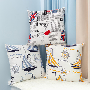 Marine Style <b>Throw</b> <b>Pillows</b> Cotton Linen Square Removable Cushions For Sofa Home Decor - Product Image 1