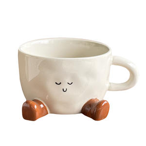 Tasse à pieds adorable-Tasse à café créative en céramique Instagram à profil haut Tasse à lait petit-déjeuner Tasse à eau en céramique - Product Image 6