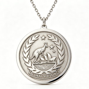 Médaille circulaire plaquée argent avec motif kangourou et Opéra de Sydney en relief, thème animal, pendentif souvenir - Product Image 6