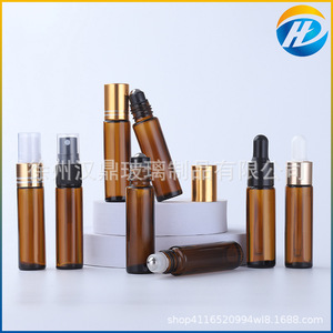 Botella de Vidrio Marrón con Roll-On de 10 ml, Envase Cosmético a Prueba de Luz, Dispensador de Aceite Esencial en Forma de Cilindro con Tapa - Product Image 5