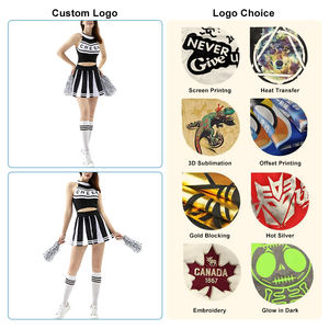 Custom Girls Printed Spandex/Polyester Adult <b>Sexy</b> <b>Cheerleader</b> Costume Schoolgirl Cheer Uniform Set Halloween Role Play Cosplay - Product Image 6