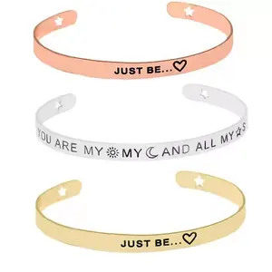 Bracciale personalizzato bracciale rigido con polsino aperto largo smaltato in acciaio inossidabile placcato oro 18 carati per donna