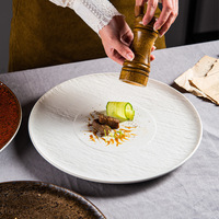 Assiette à dessert plate en céramique blanche, style européen, finition de luxe, sans plomb ni cadmium, écologique et durable, prix d'usine, vente en gros