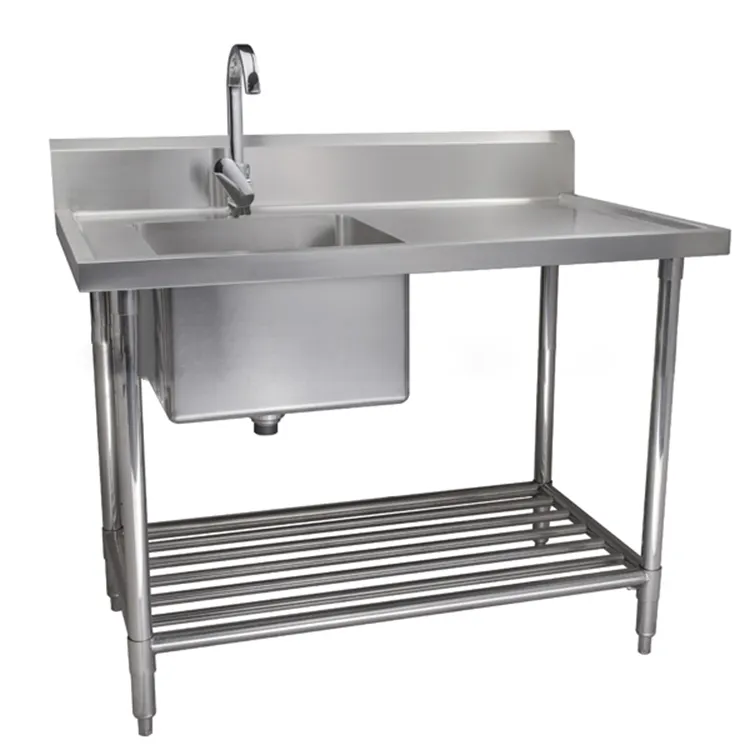 Commercial Single Bowl Stainless Steel Catering Kitchen Sink Work Bench Table