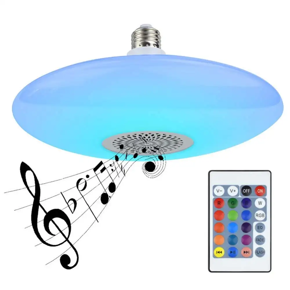 UFO LED light bulb with 24 key stepless dimming remote control music bulb, support Blue-tooth to play music