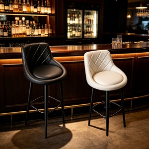 Chaises de restaurant rembourrées de style moderne avec dossiers, tabourets de bar, tabourets de bar pour îlot central, chaises de réception d'hôtel de style luxe léger - Product Image 1