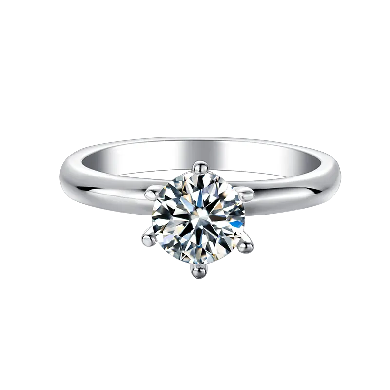 2024 Luxus-Schmuck Drop-Shipping Sechs Krallen 1ct Rund Brilliant geschnitten D Moissanit-Ring 925 Sterlingsilber Verlobung Diamant-Ring mit GRA-Zertifikat