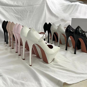 Zapatos de Tacón Alto de Plataforma con Cristales y Tiras para Mujer, Talla Grande, Tacón Fino de 16 cm, Punta Puntiaguda, Estilo Stiletto, Fábrica OEM - Product Image 2