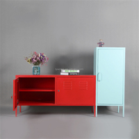 Meuble TV moderne pour le salon Meuble de rangement coloré en métal à 2 portes Design moderne