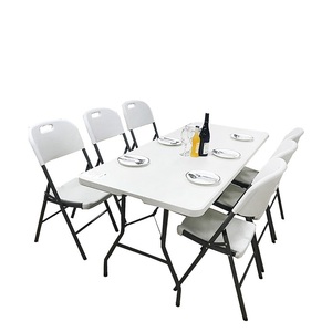 Heavy Duty 6ft 8ft Rectangular White Plastic Foldable Banquet Catering <strong>Dining</strong> Camping <strong>Folding</strong> <strong>Table</strong> for Events - Product Image 4