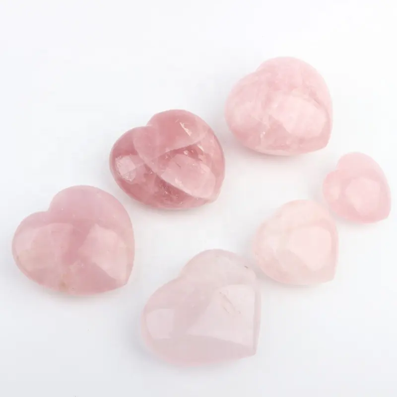 Groothandel Healing Quartz Stone Crystal Heart Roze Rozenkwarts Hart Vorm Steen