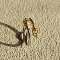 Ensemble de bagues tibétaines ajustables, bijoux personnalisés en argent sterling 925, acier inoxydable, plaqué or bicolore, bijoux pour femmes