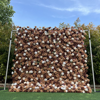 Mur de fleurs enroulable avec support, panneau floral artificiel en roses, portable et réutilisable pour événements et mariages