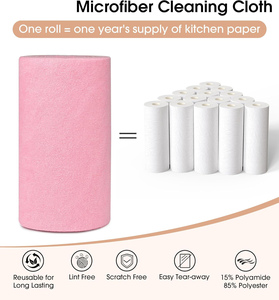 Rouleau de chiffons de nettoyage en microfibre unie, écologiques, à absorption rapide et séchage rapide, serviettes de cuisine jetables avec ligne de déchirement - Product Image 3