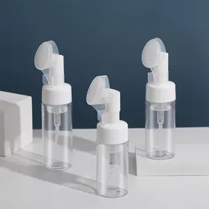 Bouteille à pompe en plastique pour soin de la peau, contenant Transparent, de 100, 150 ou 200 ML, brosse en Silicone, mousse blanche pour le visage, 10 unités